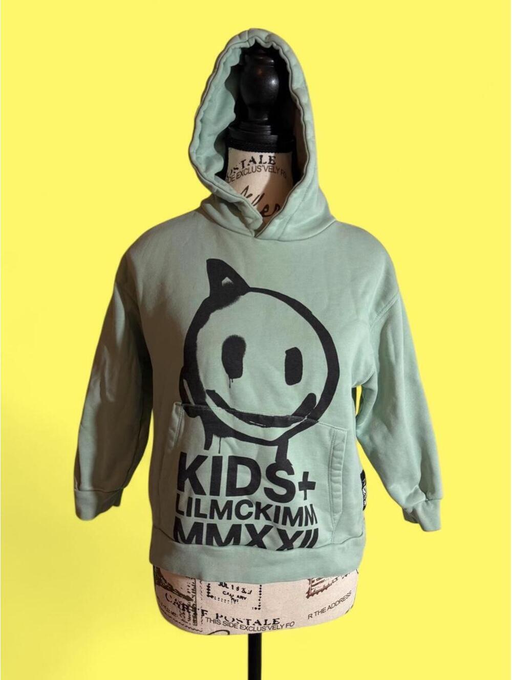 ZARA Kids+ Green Hoodie Sweatshirt Size XS with Smiley Design